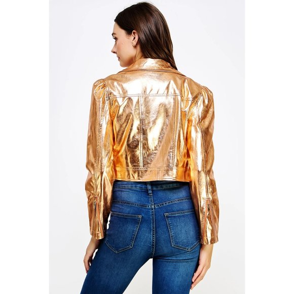 Metallic Gold Moto Jacket - Picture 3 of 3